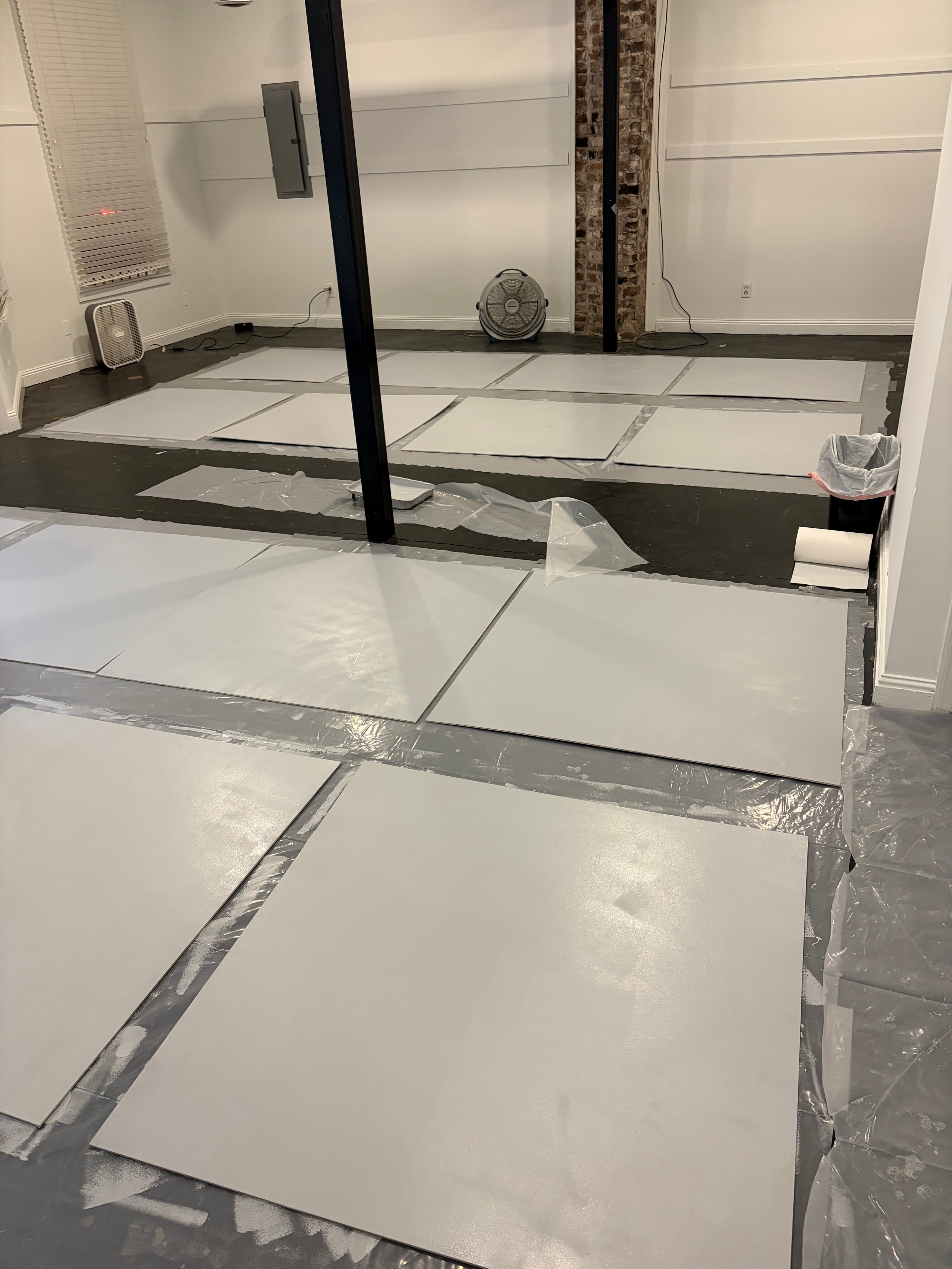 Dance floor panel installation detail